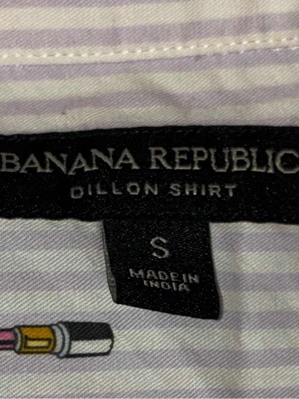Banana Republic White Pinstripe Button-Down Shirt with Novelty Print
